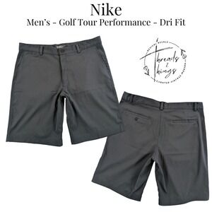 Nike Shorts Mens 36 Black Golf Tour Performance‎ Dri Fit Flat Front Athleisure